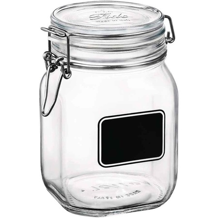 Set of 2x preserving jars/canning jars with chalk board 1 liter - 1,5 liter