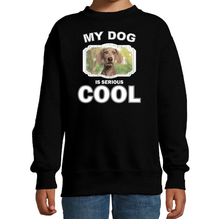 Weimaraner honden trui / sweater my dog is serious cool zwart voor kinderen