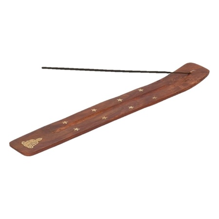 Wierookhouder houten plankje - boeddha thema - 25 cm