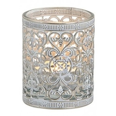 3x Tealight holders silver antique 7 / 8 / 12 cm