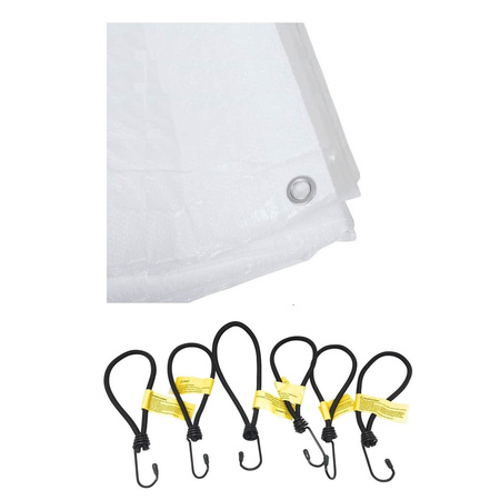 White tarps 4 x 5 meters with 24x elastic hook cords