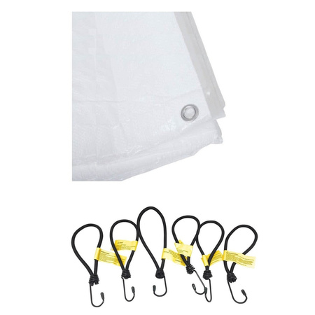 White tarps 4 x 6 meters with 24x elastic hook cords