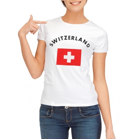 Wit dames t-shirt Zwitzerland