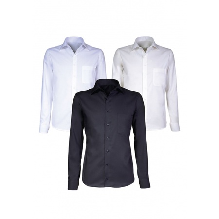 White mens shirt with long sleeves and body-fit