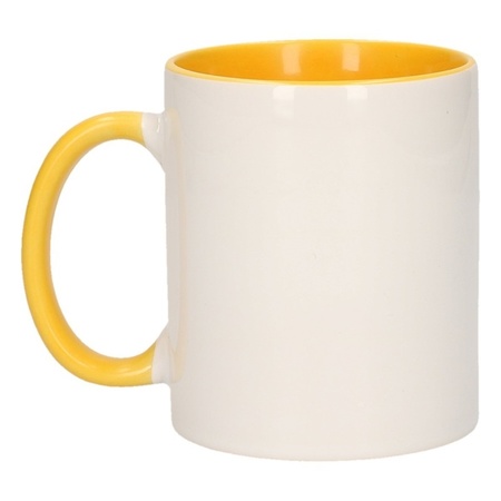White with yellow blank mug