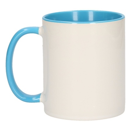 White with light blue blank mug