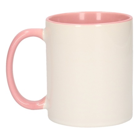 White with light pink blank mug