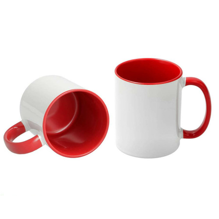 White with red blank mug