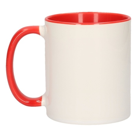 White with red blank mug