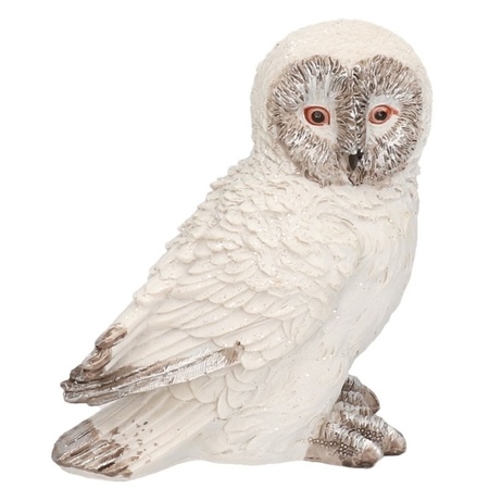 White snow owl bird Snowy decoration statue 13 cm