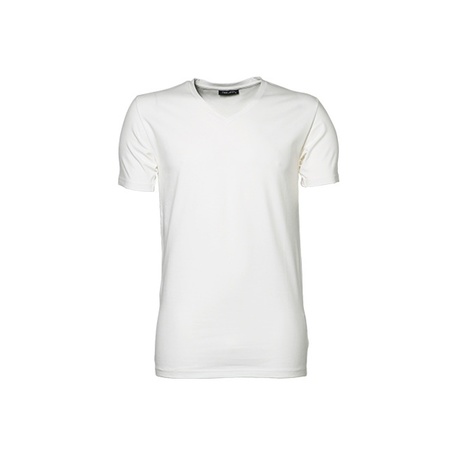 White stretch shirt with V-neck for men