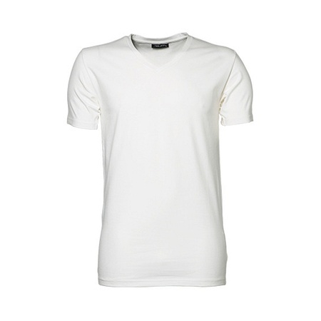 White stretch shirt with V-neck for men