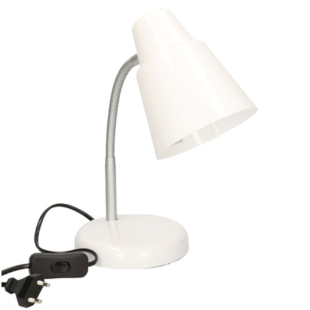 Witte bureaulamp/tafellamp 14 x 14 x 34 cm