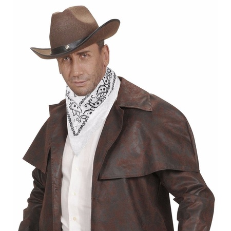 Witte cowboy bandana zakdoek 55 x 55 cm
