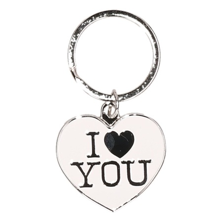 White heart keychain I love you
