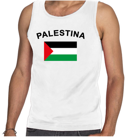 Witte heren tanktop met vlag Palestina