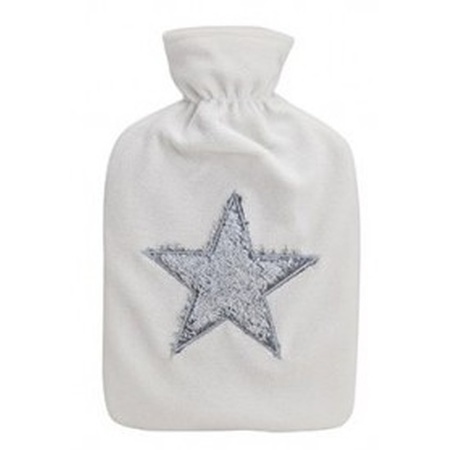 White hot water bottle with star 2 liter