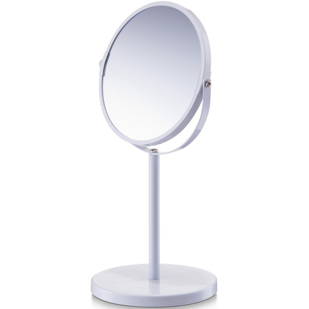 White make-up mirror round doublesided 15 x 26 cm