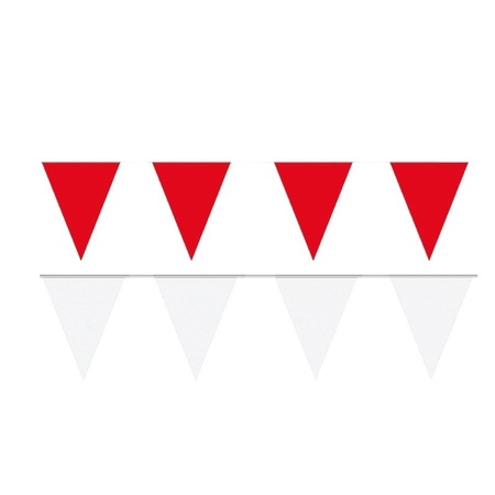 Witte/Rode feest punt vlaggetjes pakket 80 meter