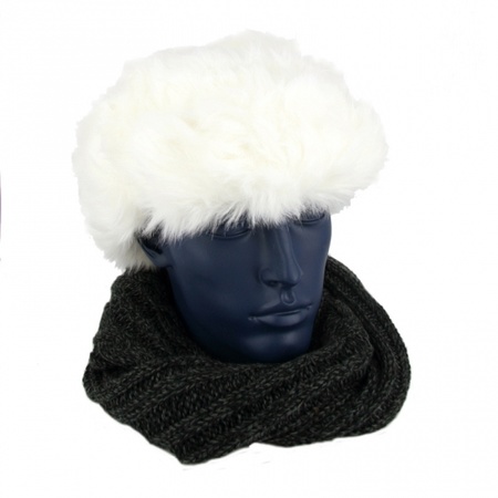 White Russian furhat with earflaps