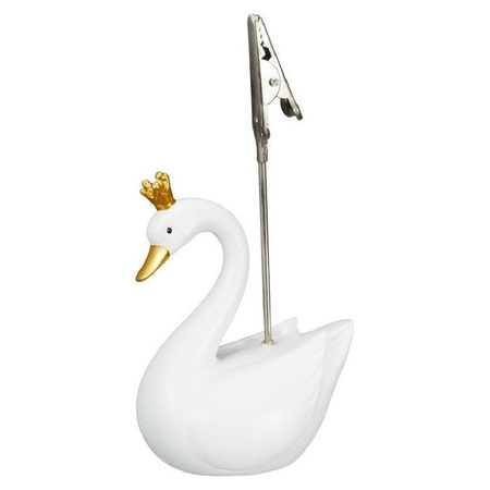 White swan with crown figurine picture/cardholder 11 cm