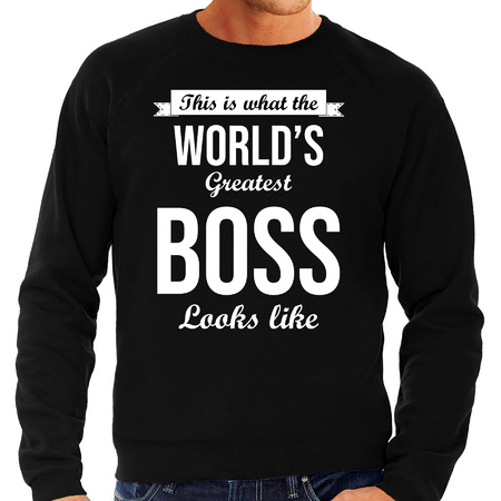 Worlds greatest boss present sweater black for men
