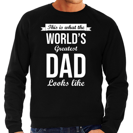 Worlds greatest dad present sweater black for men