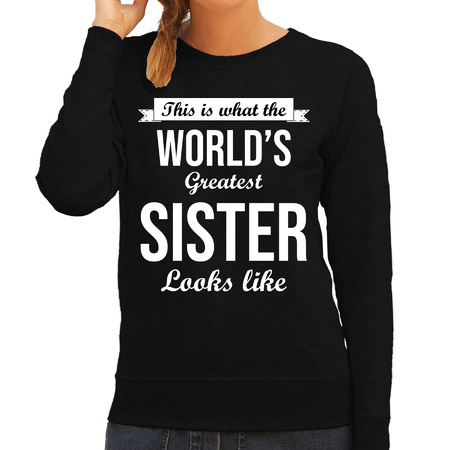 Worlds greatest sister present sweater black for women
