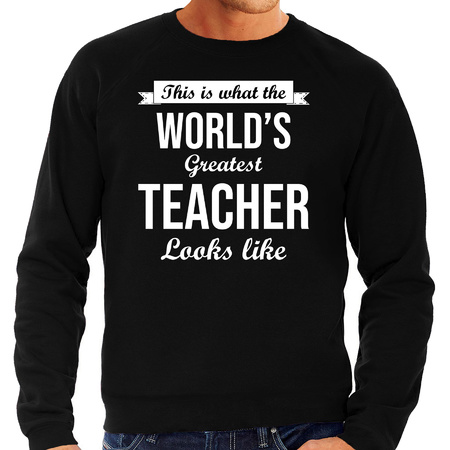 Worlds greatest teacher present sweater black for men