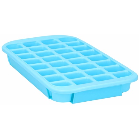 XL ijsblokjes vorm - 32 ijsklontjes - blauw - 33 x 18 x 3.5 cm - rubber