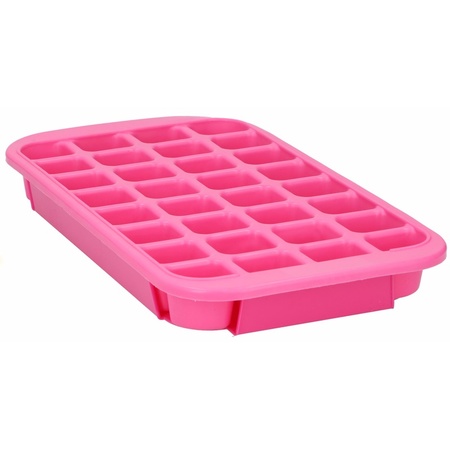 XL icecubes maker - for 32 cubes - pink - 33 x 18 x 3.5 cm - rubber