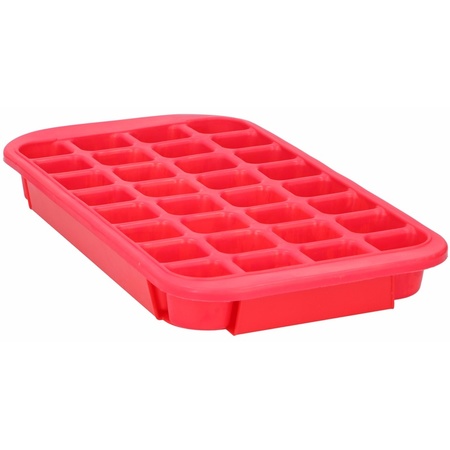 XL icecubes maker - for 32 cubes - rood - 33 x 18 x 3.5 cm - rubber