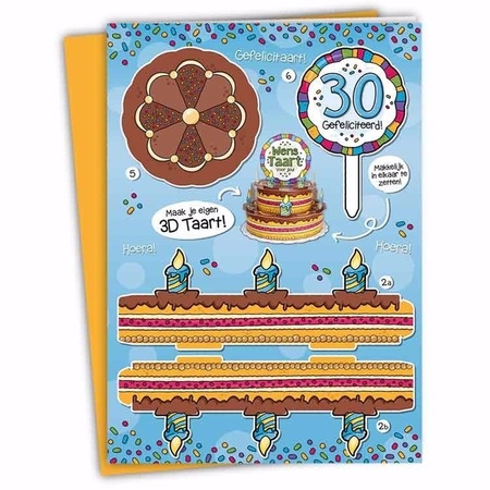 XXL 3D cake card 30 years 