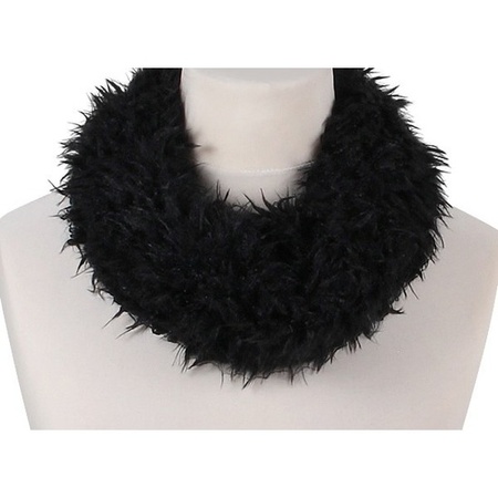 Plush loop scarf black for adults