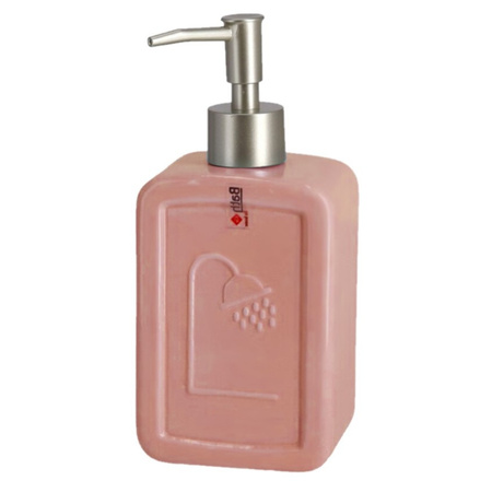 Zeeppompje/zeepdispenser roze keramiek 18 cm