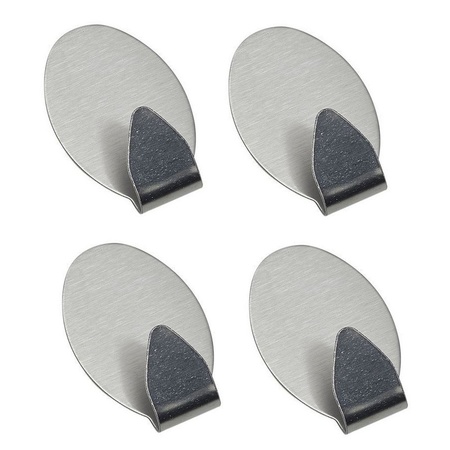 Adhesive stainless steel hooks oval 4x pieces