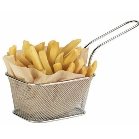 Zilver patat/snack serveermandje/frituurmandje 11 cm