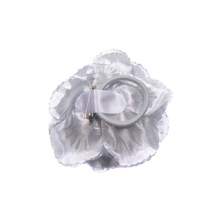 Toppers - Zilveren glitter bloem accessoire