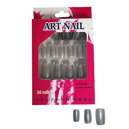 Nail art set silver glitter