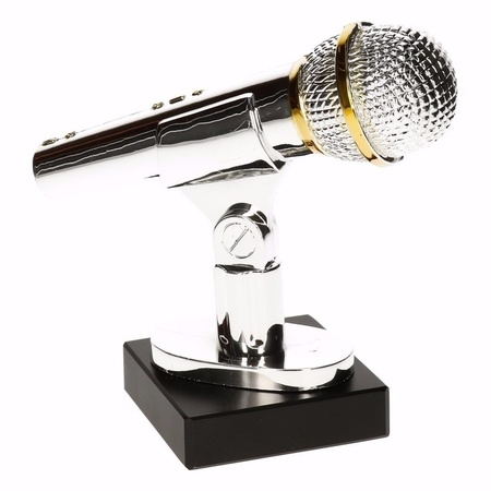 Zilveren karaoke prijs 15 cm