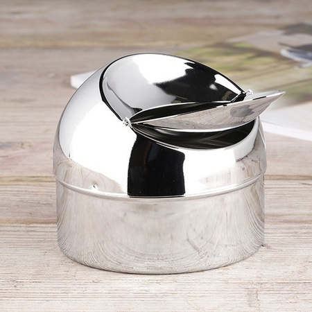 Flap ashtray metallic silver 9 cm