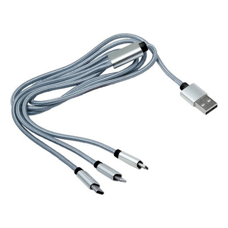 Silver nylon charging cable 104 cm