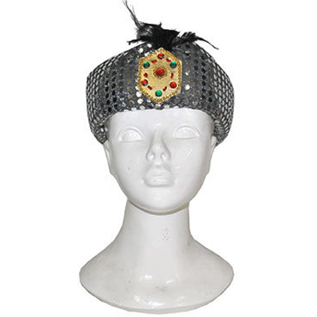 Silver Sultan hat with gemstones