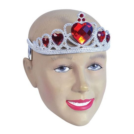 Zilveren tiara met rode stenen