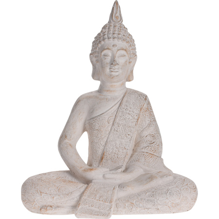Buddha gardenstatue sitting creme 37 cm