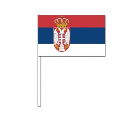 Hand wavers with Serbia flag