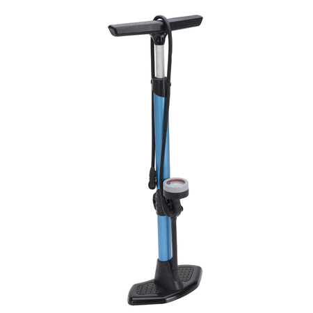 Black/blue bicycle pump with pressure gauge 67 cm