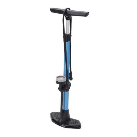 Black/blue bicycle pump with pressure gauge 67 cm
