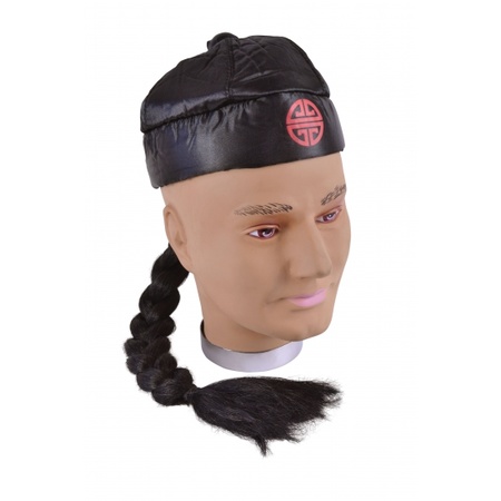 Black Chinese hat with braid