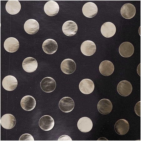 Black foil wrappingpaper/giftwrapping gold dot 200 x 70 cm